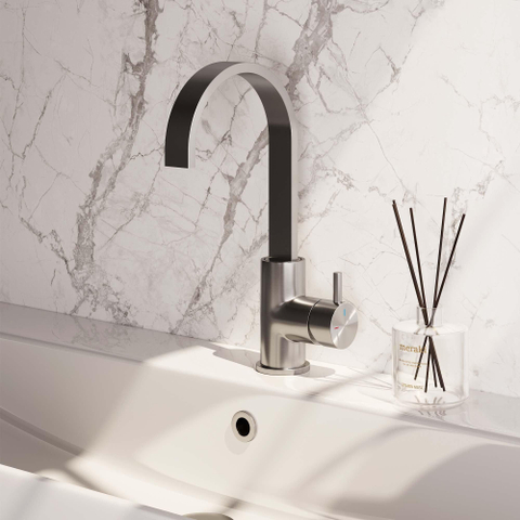 Brauer Brushed Edition Robinet lavabo avec bec rotatif et poignée type S2 ColdStart Nickel brossé SW374370