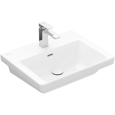 Villeroy & Boch Subway 3.0 wastafel - met kraangat - met overloop - 55x44x16.5cm - White Alpine (glans wit) SW654566