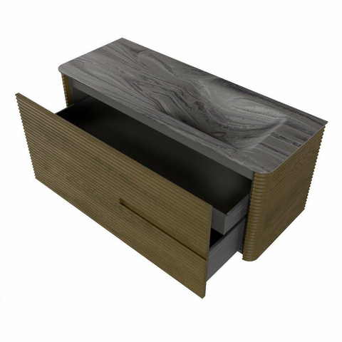 Mondiaz CIRO-DLUX Meuble de salle de bains - 120x45x50cm - Plan vasque solid surface Sombra - 1 vasque à droite - 1 trou de robinet - 2 tiroirs - Dusk SW1533823