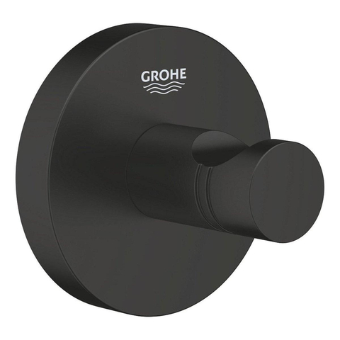 Grohe Start Cube Accessoireset 3-in-1 - closetrolhouder zonder klep - handdoekhaak - closetborstelgarnituur met glazen inzet - matte black (mat zwart) SW968349