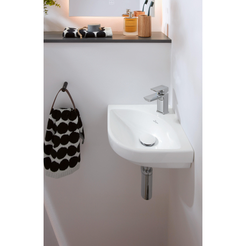 Villeroy & Boch Subway 3.0 hoekfontein - 32cm - 1 kraangat - zonder overloop - met CeramicPlus - White Alpine (glans wit) SW701520