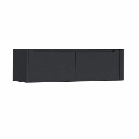H&R Badmeubelen Juice Meuble sous lavabo - 140x45x40cm - angle droit arrondi - 2 tiroirs - poignée intégrée - Dark blue SW1110302