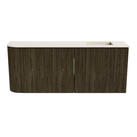 Mondiaz JOYA-DLUX Meuble de salle de bains - 101,6cm - arrondi gauche couleur Shadow - Vasque FAYE position droite 1 trou de robinet couleur Meli. SW1424924