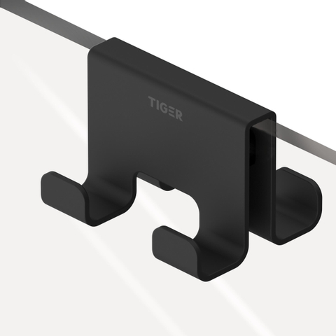 Tiger Caddy Handdoekhaak voor douchecabine 68 mm dubbel Zwart SW877223