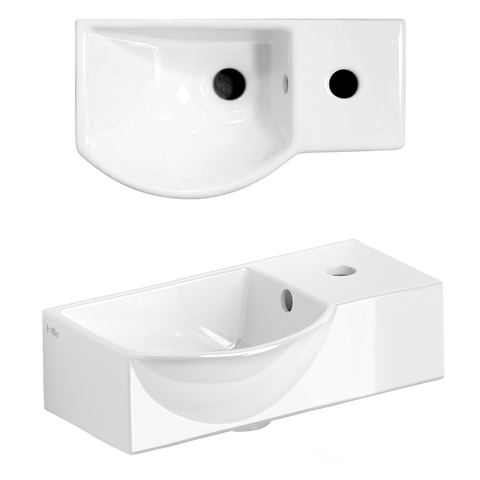 Clou InBe lave-mains - 41x22.5x11cm - trou robinet droite - avec trop-plein - blanc SW892483