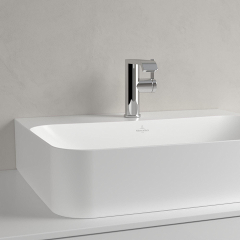Villeroy & Boch Finion lavabo - 60x47x12.5cm - 1 trou de robinet - stone blanc mat SW209550