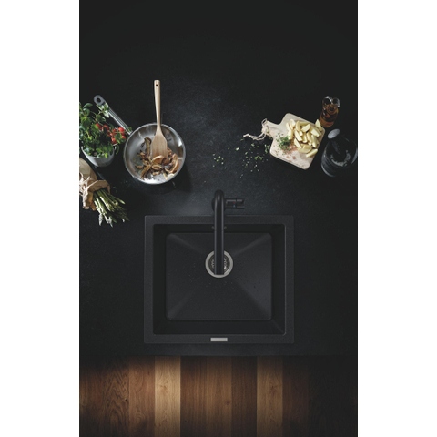 GROHE Essence New mitigeur cuisine - bec en L - douchette extractible - double jet - noir mat SW1477614