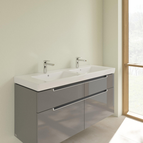 Villeroy & Boch Subway 2.0 wastafel - 130x47cm - 2 kraangat - met overloop - White Alpine (glans wit) 1024040