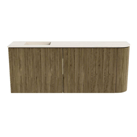 Mondiaz JOYA-DLUX Meuble de salle de bains 101,6cm - arrondi droite couleur Dusk - Vasque FAYE position Gauche 1 trou de robinet couleur Meli. SW1425852