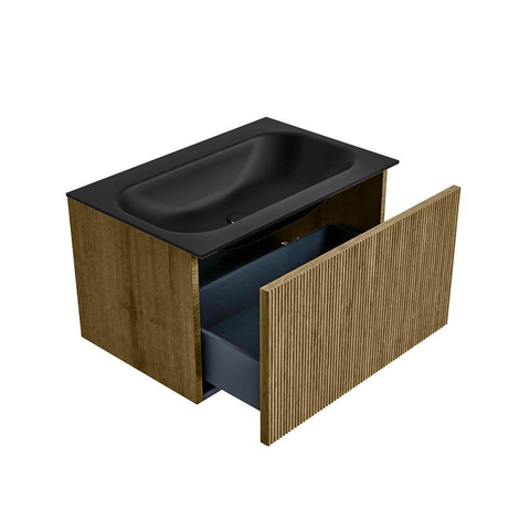 Mondiaz KURVE Badkamermeubelset - 70x46x40cm - 1 lade - wastafel solid surface - midden - zonder kraangat - Dusk SW1415083
