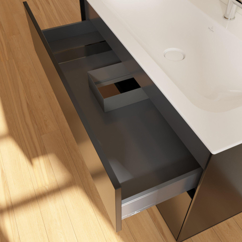 Villeroy & Boch finion wastafelonderkast - 99.6x59.1cm - 2 lades - mat zwart SW479515