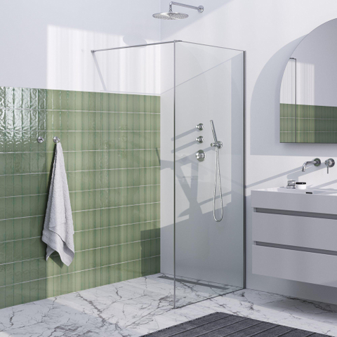 Brauer Season paroi de douche - 90x200cm - verre transparent avec cadre - 8mm - inox brossé SW1039029