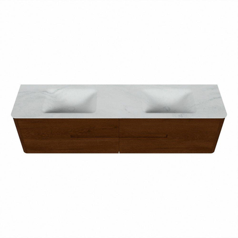 Mondiaz CIRO-DLUX Badkamermeubelset - 190x45x50cm - Solid surface wastafel Opalo - 2 wasbak Dubbel - zonder kraangaten - 4 lades - Ruby SW1531824