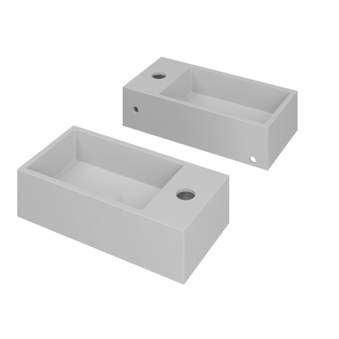 INK Versus lave-mains - 36x18x9cm - polystone - vasque à gauche - trou de robinet à droite - blanc mat SW157959