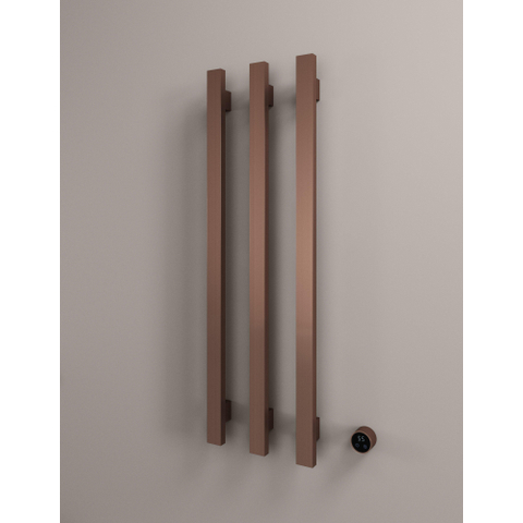 Hotbath &MORE Handdoekradiator - 57x115cm - vierkant - 3 stangen - verticaal - met schakelaar - PVD - geborsteld koper SW1245845