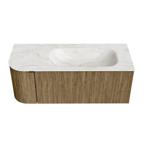 Mondiaz KURVE-DLUX Ensemble de meubles de salle de bains - 115x46x40cm - 1 tiroir - 1 porte - lavabo solid surface - droit - 1 trou de robinet - Dusk SW1415144