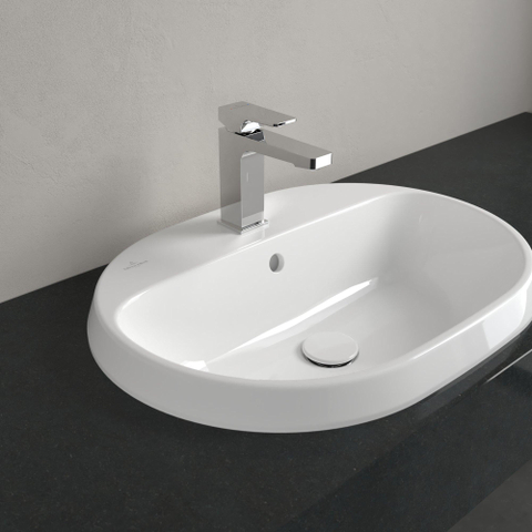 Villeroy & Boch Architectura inbouwwastafel - 60x45x17cm Ovaal - 1 kraangat - met overloopgat Ceramic - White Alpine (glans wit) SW762350
