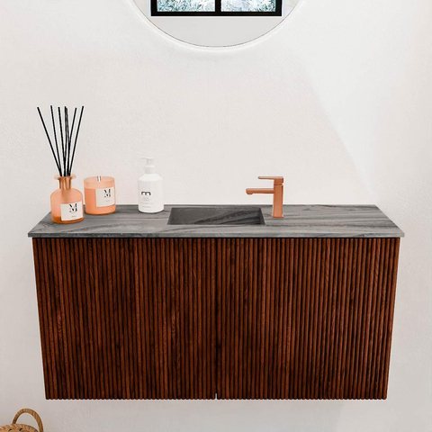 Mondiaz JOYA-DLUX 80cm meuble de salle de bains - couleur Ruby - Vasque FAYE position Milieu 1 trou de robinet couleur Sombra. SW1425660