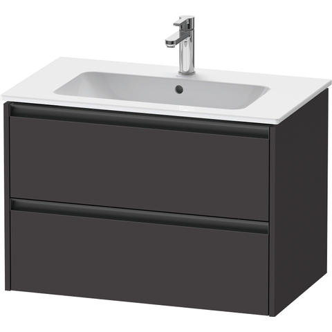 Duravit Ketho.2 Wastafelonderbouwkast - met 2 laden - 81x48x55cm - met grepen antraciet - grafiet supermat SW772970