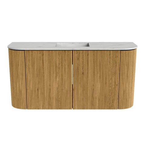 Mondiaz JOYA-DLUX 83.2cm toiletmeubel - ronding links en rechts kleur Oak - Wastafel FAYE positie Midden 1 kraangat kleur Opalo. SW1422162