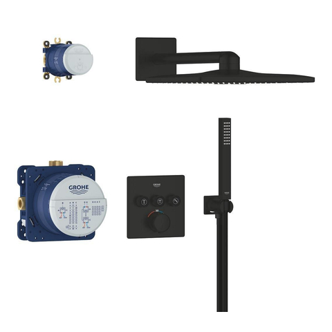 Grohe Precision Smart Control Hoofddoucheset - inclusief douchearm - wandaansluitbocht met houder - matte black (mat zwart) SW1440543