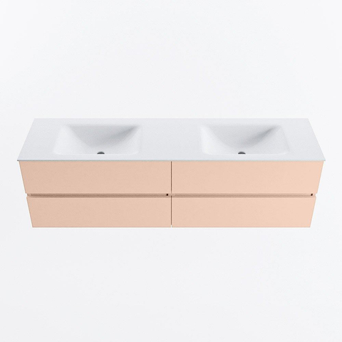 MONDIAZ Vica Ensemble meuble de salle de bains - 170cm - meuble bas rosee - 4 tiroirs - lavabo cloud double - 2 trous de robinet - version haute 60cm - talc SW1083356