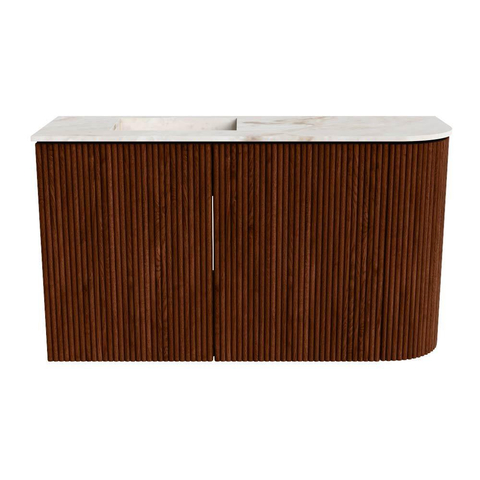 Mondiaz JOYA-DLUX 71.6cm meuble de salle de bains - arrondi droit couleur Ruby - Vasque FAYE position Gauche Sans trou de robinet couleur Frappe. SW1423495