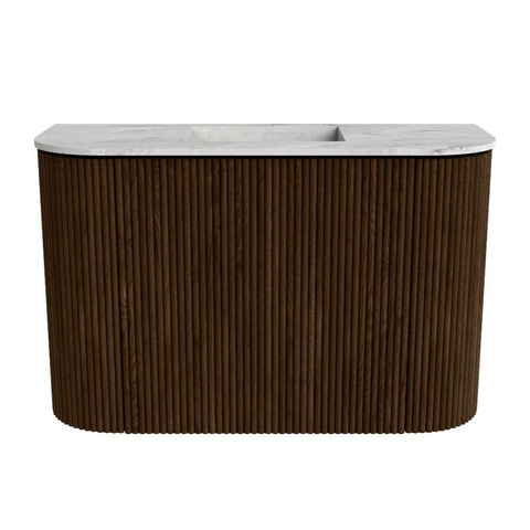 Mondiaz JOYA-DLUX 63.2cm toiletmeubel - ronding links en rechts kleur Walnut - Wastafel FAYE positie Midden Zonder kraangat kleur Glace. SW1422408