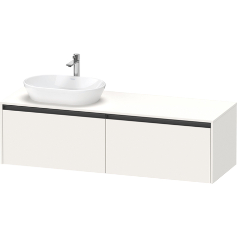 Duravit Ketho.2 Wastafelonderbouwkast - inclusief consoleplaat - met 2 laden - voor waskom links - 160x55x45.9cm - met handgrepen antraciet - wit supermat SW771993