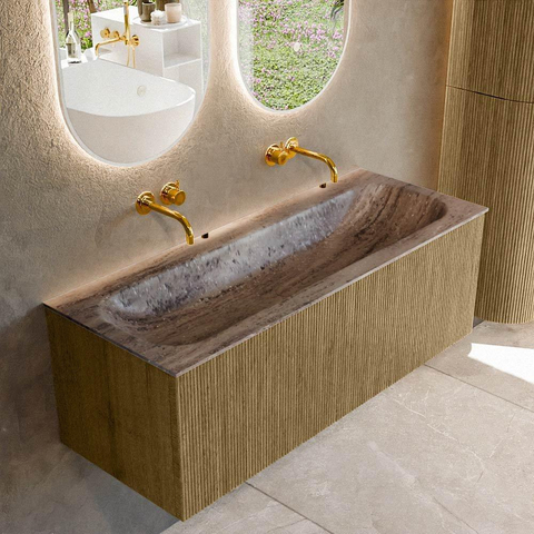 MONDIAZ KURVE-DLUX 120cm badmeubel kleur Dusk met 1 lade en 0 deuren. Wastafel BIG LARGE Midden zonder kraangat Oza. SW1433003