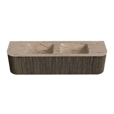 MONDIAZ KURVE-DLUX Meuble de salle de bains 170cm arrondi Gauche + Droite couleur Shadow avec 1 tiroir et 2 portes. Lavabo LEAF Double 2 trous de robinet Arena. SW1431297
