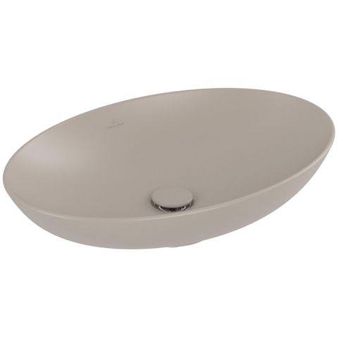 Villeroy & Boch Loop & Friends opzetwastafel - 62x42cm - zonder kraangat - met overloop CeramicPlus - mat almond (beige) SW644129