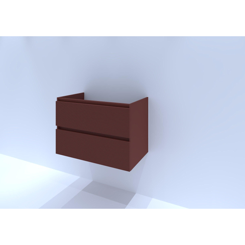H&R Badmeubelen Infinity Wastafelonderkast - 80x44.8x55cm - 3D-front - 2 lades - zonder sifonuitsparing - greeploos - terra mat SW873270