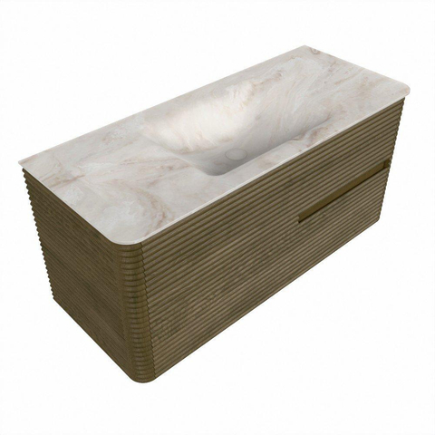 Mondiaz CIRO-DLUX Ensemble de meubles de salle de bains - 110x45x50cm - lavabo en solid surface Frappe - 1 vasque au milieu - sans trous de robinet - 2 tiroirs - Dusk SW1532808