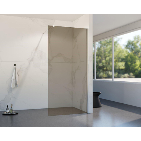 Fortifura Galeria Douche à l'italienne - 60x200cm - verre fumé - Inox brossé SW876899