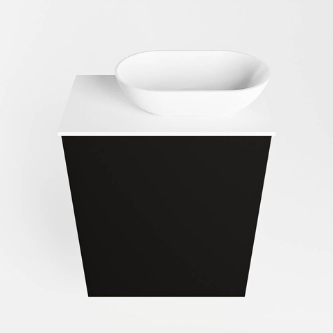 Mondiaz Fowy Meuble de toilette - 40x50x23cm - urban mat - 1 trou de robinet - lavabo à droite - 1 porte - solid surface - plan MDF - lavabo : blanc SW760836