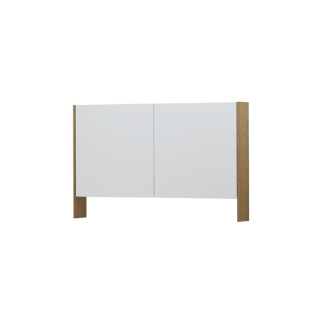 INK SPK3 Armoire de toilette - 120x14x74cm - 2 portes - miroir double face - étagère ouverte - interrupteur et prise - placage MDF Naturel SW440258