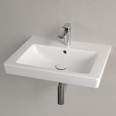 Villeroy & Boch Subway 2.0 wastafel onderzijde - geslepen - 60x47cm inclusief kraangat - met overloop - White Alpine (glans wit) 1024125