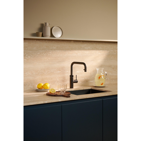 Quooker Flex Square kokendwaterkraan - draaibare & uittrekbare uitloop - Combi incl. Cube reservoir - Warm / kokend / bruisend / gefilterd water - gunmetal SW1442175
