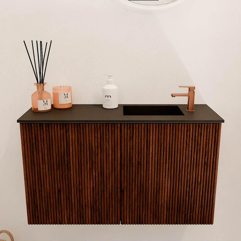 Mondiaz JOYA 70cm meuble de toilette - couleur Ruby - Vasque FAYE position Droite 1 trou de robinet couleur Urban SW1421794