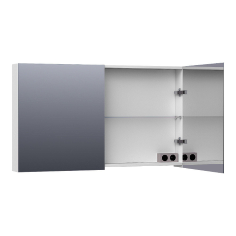 Saniclass Plain Spiegelkast - 120x70x15cm - 2 links/rechtsdraaiende spiegeldeuren - MDF - mat wit SW393077