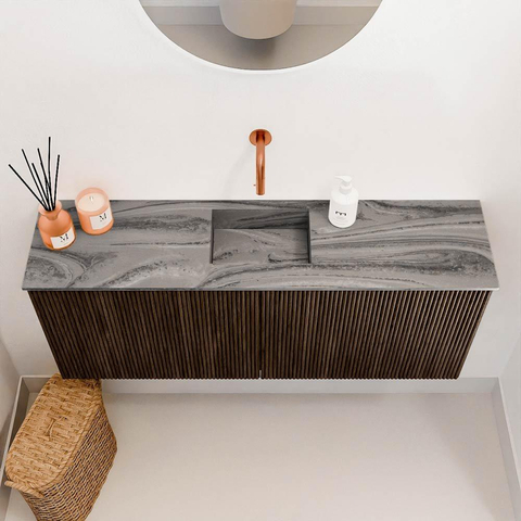 Mondiaz JOYA-DLUX 100cm toiletmeubel - kleur Walnut - Wastafel FAYE positie Midden Zonder kraangat kleur Sombra. SW1424734