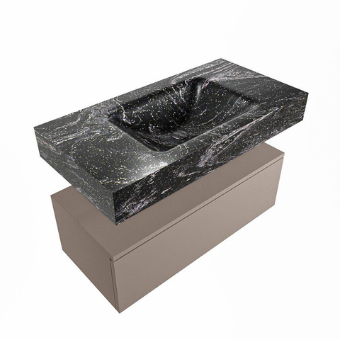 MONDIAZ ALAN - DLUX Badkamermeubelset - 90cm - onderkast - Smoke - 1 lade - vrijhangende wastafel - wasbak midden - 1 kraangat - Lava SW808091