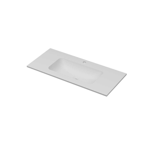 Ink Aspekt lavabo - 100x45x1.5cm - vasque centrale - 1 trou de robinet - blanc mat SW692953
