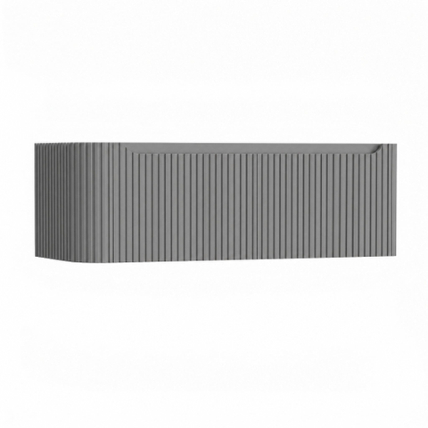 H&R Badmeubelen Juice Wastafelonderkast - 120x45x40cm - linkerhoek afgerond - 3D-front - 2 lades - geïntegreerde greep - stone grey mat SW1260016