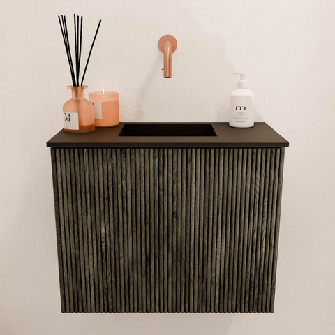 Mondiaz JOYA 50cm meuble de toilette - couleur Shadow - Vasque FAYE position Milieu Sans trou de robinet couleur Urban SW1421488