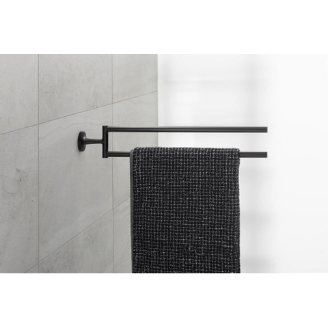 Duravit Starck T Handdoekhouder - 2 stangen - 46.5cm - draaibaar - zwart mat SW297086