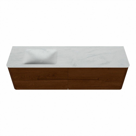 Mondiaz CIRO-DLUX Meuble de salle de bains - 170x45x50cm - Plan vasque en solid surface Opalo - 1 vasque à gauche - sans trous de robinetterie - 4 tiroirs - Ruby SW1531523