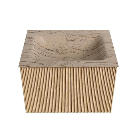 MONDIAZ KURVE-DLUX Meuble de salle de bains 60 cm couleur Oak avec 1 tiroir et 0 porte. Lavabo CLOUD Central 1 trou de robinet Arena. SW1431079