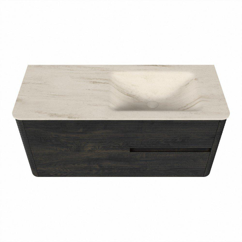 Mondiaz CIRO-DLUX Badkamermeubelset - 110x45x50cm - Solid surface wastafel Meli - 1 wasbak Rechts - 1 kraangat - 2 lades - Shadow SW1532290
